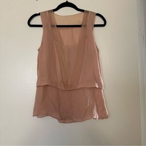 Becken 100% Silk Layer Tank Top Blush Chiffon